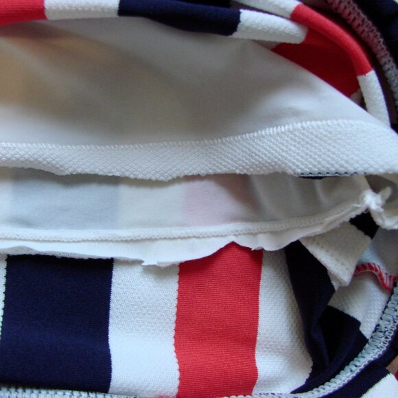 Vintage Juicy Couture Swimsuit Sailor Nautical Red White Blue Stripes Size Large - Picture 16 of 16